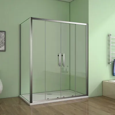 Produktbild von 120cm Schiebetür mit 80cm Seitenwand H.190cm Duschkabine Duschabtrennung 5mm ESG Glas Schiebetür Nischentür Ohne Duschtasse