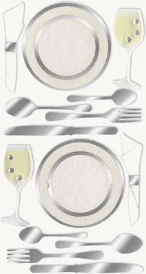 Produktbild von Sticker-Etikett Dinner Party 8 Stück bunt Packung mit 6 Stück