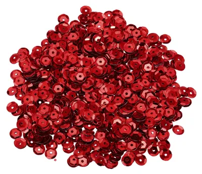 10.000 lose Pailletten, 6 mm, rot, rund, mit Loch, PVC
