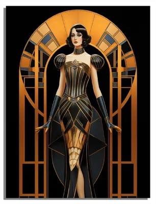 Produktbild von Wallario Sticker / Aufkleber für Kühlschrank / Geschirrspüler / Küchenschränke, selbstklebende Folie - 60 x 80 cm, Motiv: Goldene Ära Diva