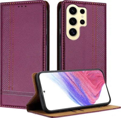 Immagine prodotto di Custodia per Samsung Galaxy S25 Ultra in pelle con funzione di supporto Viola