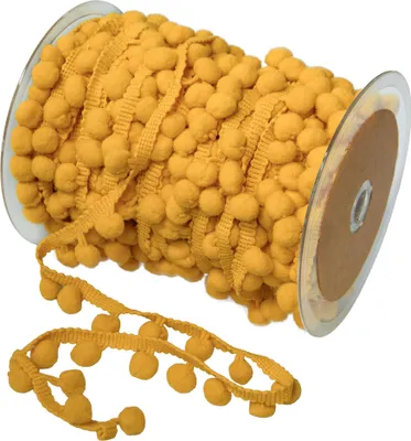 Bommelborte 25m uni Bommelgröße 10mm Pomponband Pomponborte Dekoband sonnengelb