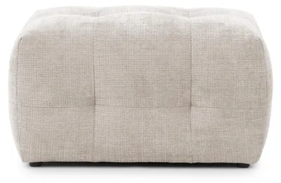 Productafbeelding van Gestoffeerde hocker met verfijnde stiknaden, passend bij de bijbehorende bank, chenille bekleding, beige / 21053