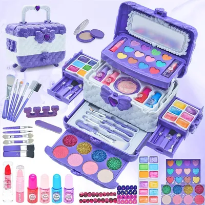 Produktbild von Kinderschminke Set Mädchen Schminkkoffer 57-teilig Waschbar Lila