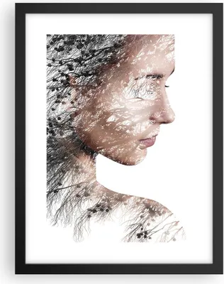 Produktbild von Gerahmtes Poster - Schwarzer Rahmen - Frau doppelt Belichtung - 30x40 cm - Wand Bild - Wanddeko - Wandbilder - Wandposter - Bilderrahmen - Bilder - Kunstdruck - Wandbild - P2BPA30x40-4338