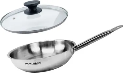 Image de Set de 1 poêle de 20 cm en inox et couvercle en verre Fackelmann Eterna