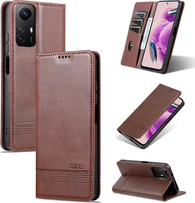 Obrázek produktu pro Kožené pouzdro pro Xiaomi Redmi Note 12S, skládací peněženkové pouzdro s magnetickým uzávěrem a stojánkem Káva