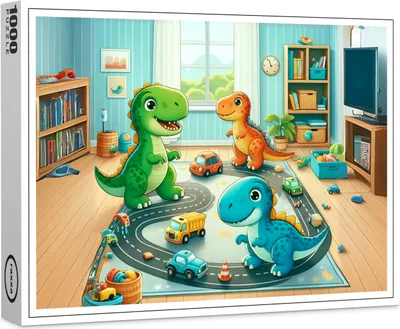 Produktbild von raxxa Premium-Puzzle "Dino-Spielzeit im Kinderzimmer", 1000 Teile