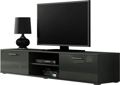 Obrázek produktu pro Nábytek24 TV skříňka SOHO 180, dolní deska, spodní skříňka, 2 dvířka šedá/šedá vysoký lesk