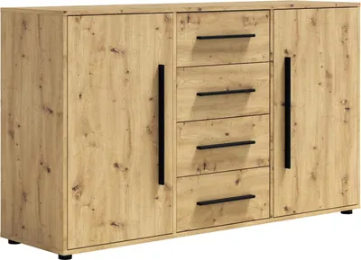 Produktbild von Kommode MAXIONE MX-02 mit 4 Schubladen 2 Türen Sideboard 150 cm Anrichte Schrank Highboard Modern (Artisan Eiche)