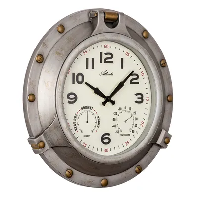 Produktbild von Atlanta 4545 Wanduhr Quarz analog Antik-Optik mit Thermometer