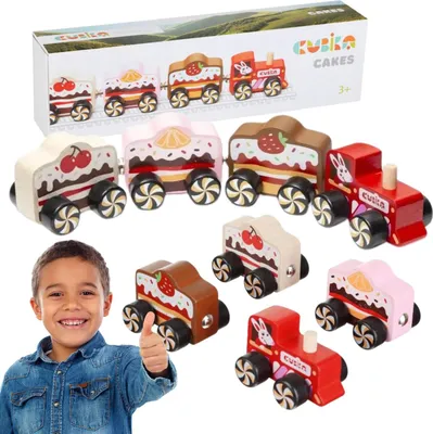 Imagen del producto de HOLZZUG: Tren de madera.KEKSE: Galletas.AUF RÄDERN: Con ruedas.SÜSSIGKEITEN: Dulces, golosinas.LOKOMOTIVE: Locomotora.MAGNETISCHE AUTOS: Coches magnéticos