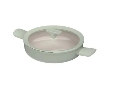 Zdjęcie produktu dla Nieprzywierająca patelnia z 2 uchwytami i pokrywką balance sage green 26 cm