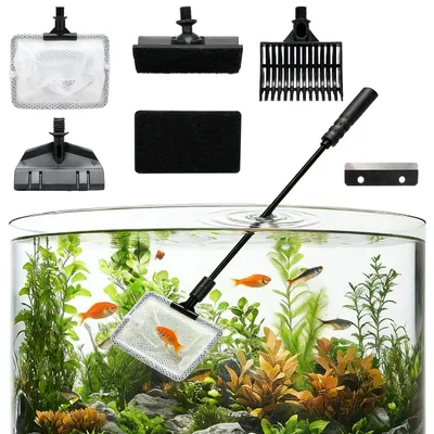 Produktbild von Aquarien-Reinigungssatz 5-in-1 mit Teleskopstange