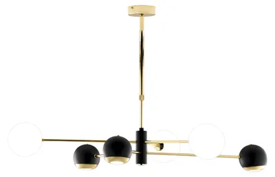 Obrázok produktu pre Závesná lampa MOKA v zlatej, čiernej a bielej farbe, 6xGU10x10W, kov, rozmery: 69x94x65 cm, IP20, Jupiter