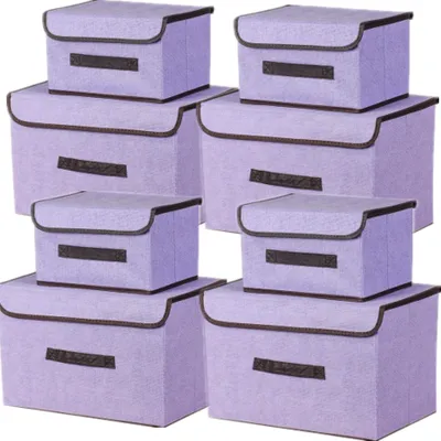 Produktbild von Set aus 8 Faltbaren Aufbewahrungsboxen mit Deckel zur Kleiderorganisation