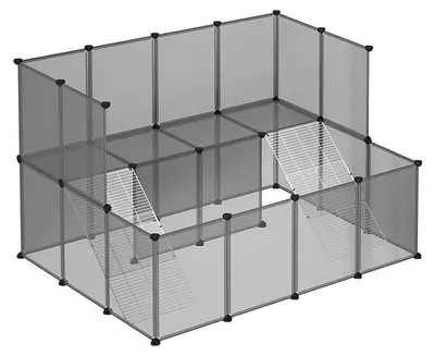 Immagine prodotto di Gabbia per animali - Plastica - Gabbia per cani - Gabbia per gatti - Pieghevole/Trasportabile - Grigia - 143 x 108 x 92 cm