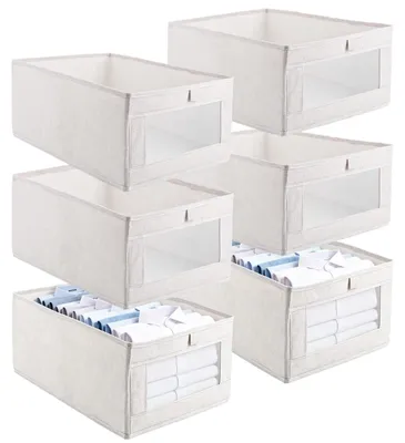 Aufbewahrungsboxen 6er-Set, Stoff, 39,5x27,5x16,4 cm, mit Fenster