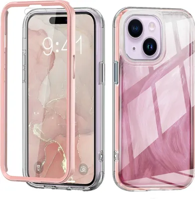 Obrázok produktu pre Ochranné puzdro pre Apple iPhone 15 s pružinovým dizajnom, hybridné z TPU a PC, ružové