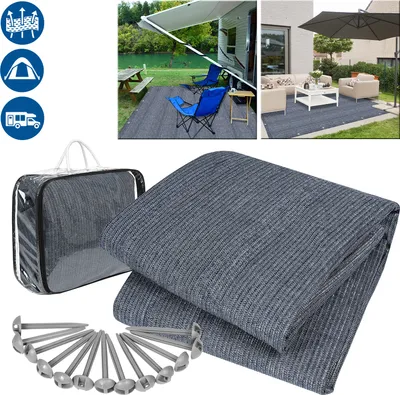 Produktbild von LZQ Markýza Koberec Kempování Koberec 2,5x3m Kempování Vybavení Koberec pro stan Camper Venkovní kempování Mat vč. přepravní tašky a 13 kolíků