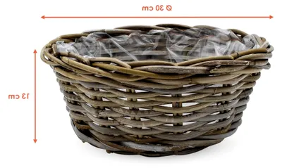 Produktbild von Geflochtener Pflanzkorb aus Weide - 30 cm - Runder Blumenkorb mit Folie - Garten Dekoration