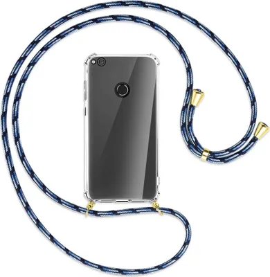 Produktbild von Handykette Backcover-Schutzhülle mit Band (Metall goldfarben) für Huawei P8 Lite / P9 Lite 2017 - Blautöne