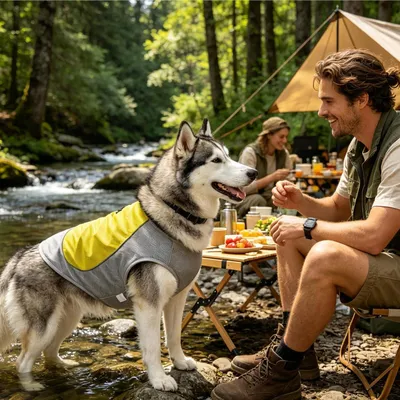 Produktbild von Kühlende Hundeweste mit Eisbeuteltasche, atmungsaktiv und verstellbar