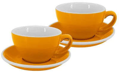 Zdjęcie produktu dla Zestaw 2 szt. – filiżanka do latte z spodkiem Roma, 250 ml, żółta