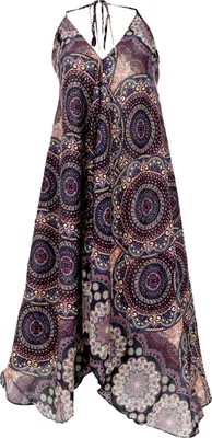 Produktbild von Boho Sommerkleid, Magic Dress, Maxikleid, Neckholder Strandkleid - Schwarz/flieder, Damen, Violett, Viskose, Kleider