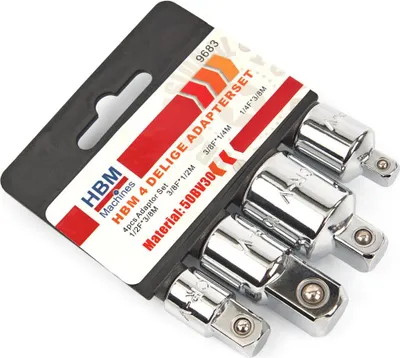 Immagine prodotto di Set adattatore bussola per avvitatore, snodo cardanico 1/4-3/8 3/8-1/4 3/8-1/2 1/2-3/8 in acciaio Cr-V, esagonale adattatore avvitatore a impulsi,4 pezzi Hbm Machines Olanda