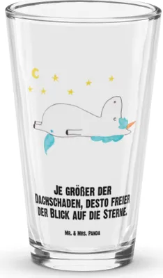 Produktbild von Mr. & Mrs. Panda Bierglas Einhorn Sternenhimmel - Transparent - Geschenk, Unicorn, Rührglas, Wasserglas, Sterne, Tumbler, Dachschaden, Glas, Cocktailglas, Einhörner