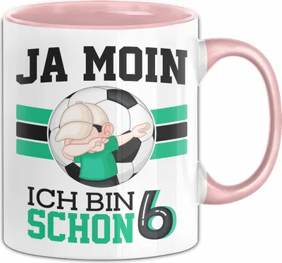 Produktbild von 6. Geburtstag Geschenk Tasse Becher Junge Geburtstagsgeschenk Ja Moin Ich Bin Schon 6 (Rosa)