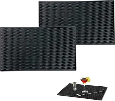 Image de Tapis antidérapant pour bar, noir, lot de 2