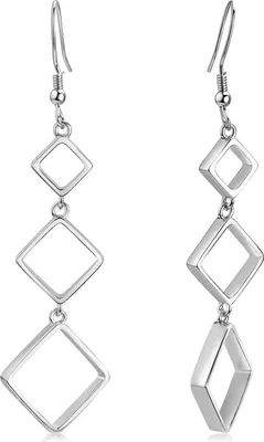 Produktbild von MATERIA Damen Ohrhänger lang Silber 925 - Quadratische Ohrringe geometrisch rhodiniert 17x63mm #SO-290
