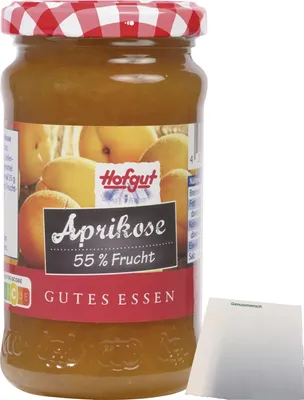 Produktbild von Hofgut Aprikose Fruchtaufstrich (250g Glas) + usy Block