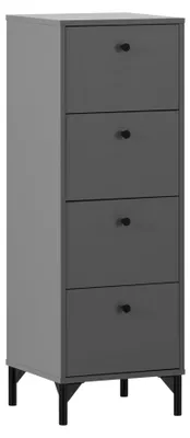 Kommode mit 4 Schubladen, Antracit, 40,1 x 40 x 116,7 cm