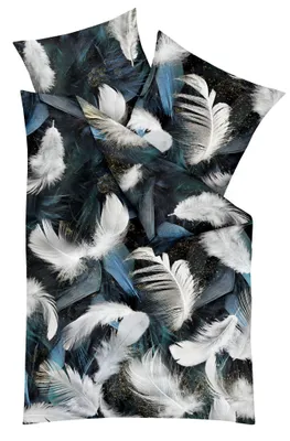 Produktbild von Kaeppel Mako Satin 135x200cm Digitaldruck Bettwäsche 2 tlg. Wolf Urwald Federn Federn