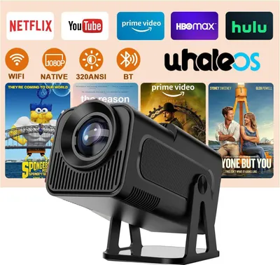 Zdjęcie produktu dla Projektor Hd 1080P Z Whaleos, Wi-Fi 6, Bluetooth 5.2 I Sterowaniem Głosowym