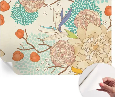 Zdjęcie produktu dla Samoprzylepna tapeta ścienna – dekoracyjna tapeta do salonu – folia samoprzylepna do obrazów ściennych – folia tapetowa do dekoracji ścian – 104 x 70 cm – kwiatowy wzór