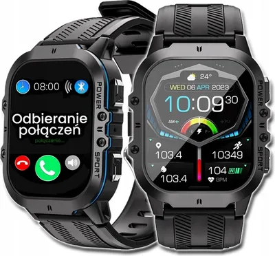 Zdjęcie produktu dla Smartwatch Zegarek Męski Polskie Menu Rozmowy Sms Ciśnienie Amoled + Gratis