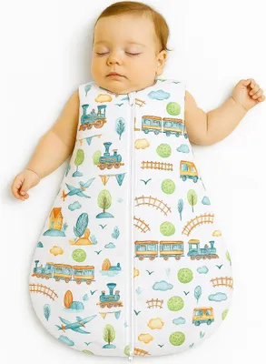 Immagine prodotto di Sacco a pelo rotondo in cotone per bambini S 0-6 mesi estate TOG 1.0 - treno color turchese