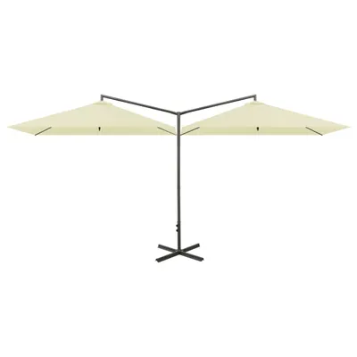 Obrázok produktu pre vidaXL Dvojitý slnečník s oceľovou tyčou 600x300 cm Pieskovo biely