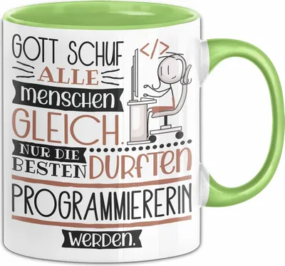 Produktbild von Programmiererin Geschenk Becher Tasse Gott Schuf Alle Menschen Gleich Nur Die Besten Durfeten Programmiererin Werden Geschenkidee Lustig (Grün)