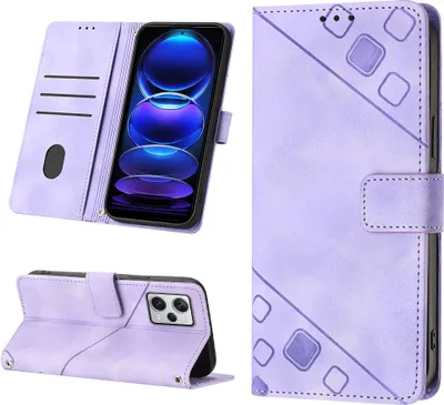 Produktbild von Hülle für Xiaomi Redmi Note 12 Pro+ Prägung Flip Leder Brieftasche Schutzhülle mit Ständer Lila