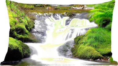 Produktbild von MuchoWow® Zierkissen Sofakissen Wohnzimmer Dekokissen 50x30 cm Wasser - Natur - Wasserfall - Wohnzimmerdekoration - Polster mit Photo