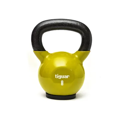 Zdjęcie produktu dla tiguar Kettlebell 8 kg (oliwkowy) Winylowy kettlebell z gumowaną podstawą, ergonomicznym uchwytem, idealny do treningu siłowego i wytrzymałościowego, koordynacji i stabilizacji