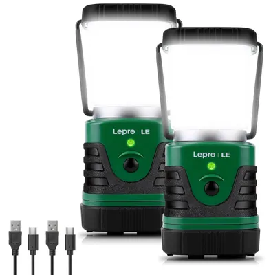 Obrázek produktu pro Campingová lampa, dobíjecí, 4 úrovně jasu, stmívatelná, zelená, 2 kusy