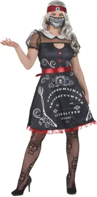 Obrázek produktu pro Duchovní kostým věštkyně pro dámy Halloween černo-bílo-červený Small