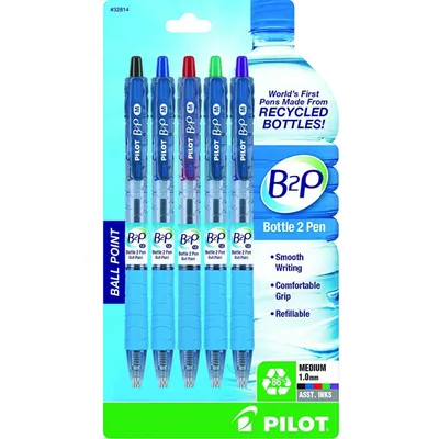 Produktbild von Pilot B2P Ecoball Kugelschreiber Flow Pack - Mittel - Farbbereich Schwarz/Blau/Rot/Grün - 4 Stück