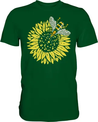 Produktbild von Biene Sonnenblumen T-Shirt Gärtner Imker Geschenk Garten – Bottle Green / M